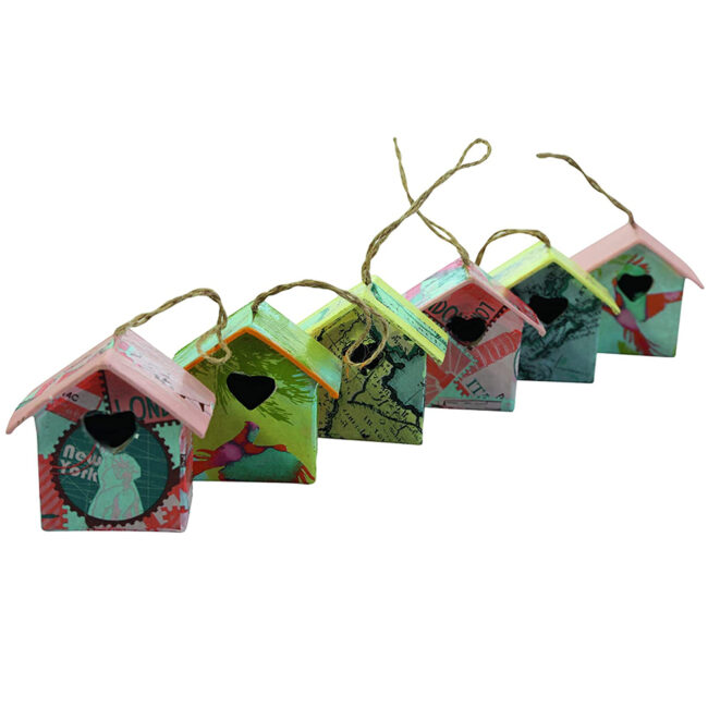 HANGING SMALL BIRD HOUSE 4X6X7CM 6PCS - Image 3