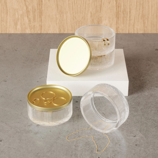 TESORA JEWELERY BOX GLASS BRASS 13X13XH11CM - Image 4