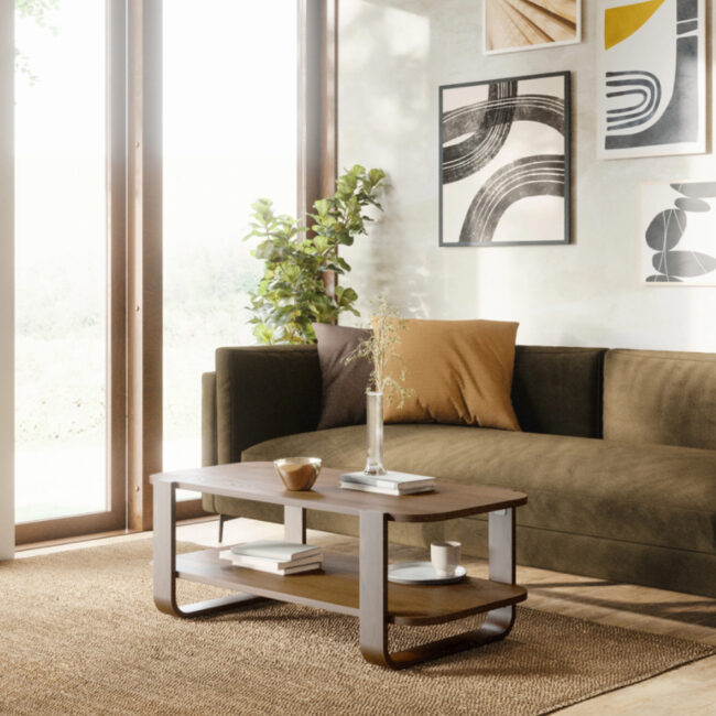 BELLWOOD COFFEE TABLE AGED WALNUT 109X40CM - Image 3