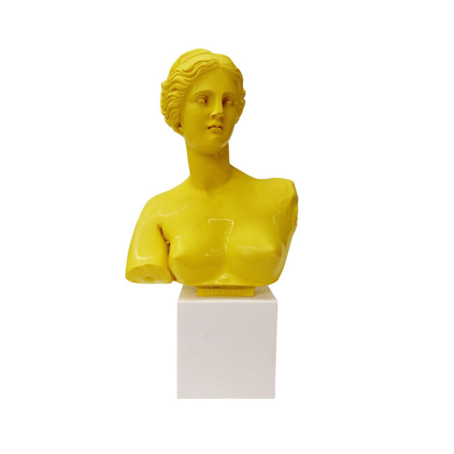 APHRODITE YELLOW WITH SQUARE BASE WHITE 24CM