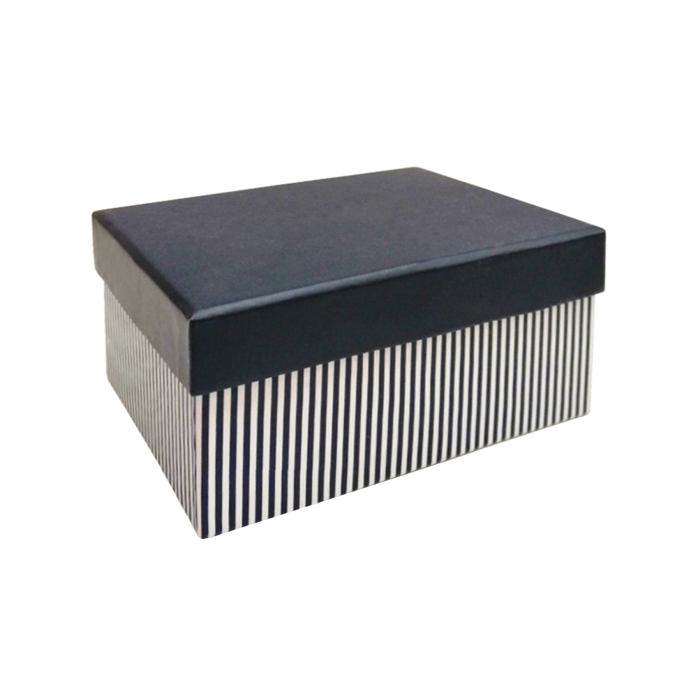 RECTANGLE BOX MATT PRINTING PAPER NAVY BLUE WITH STRIPES