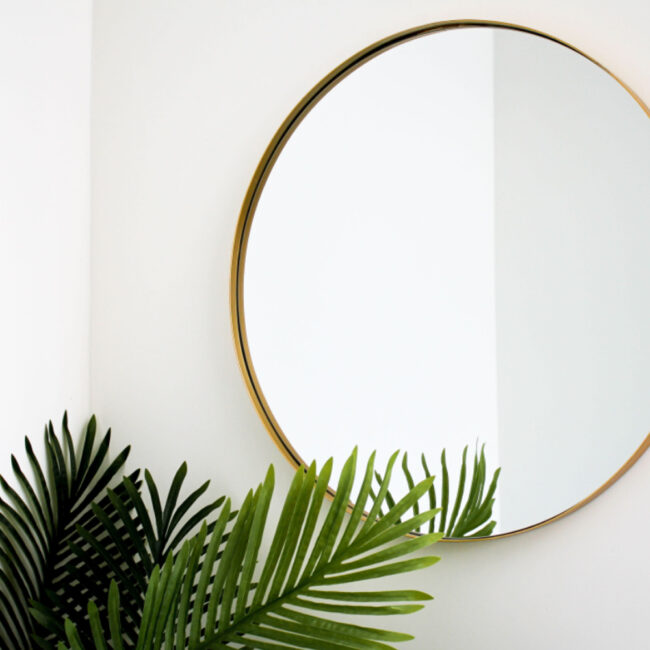 ROUND MIRROR METAL GOLD 60CM - Image 2