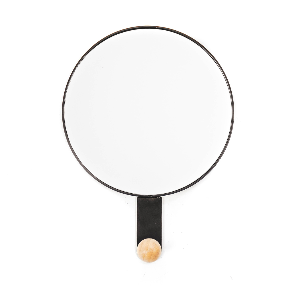 ROUND MIRROR WITH HOOK BLACK 20.5CM Pergamos