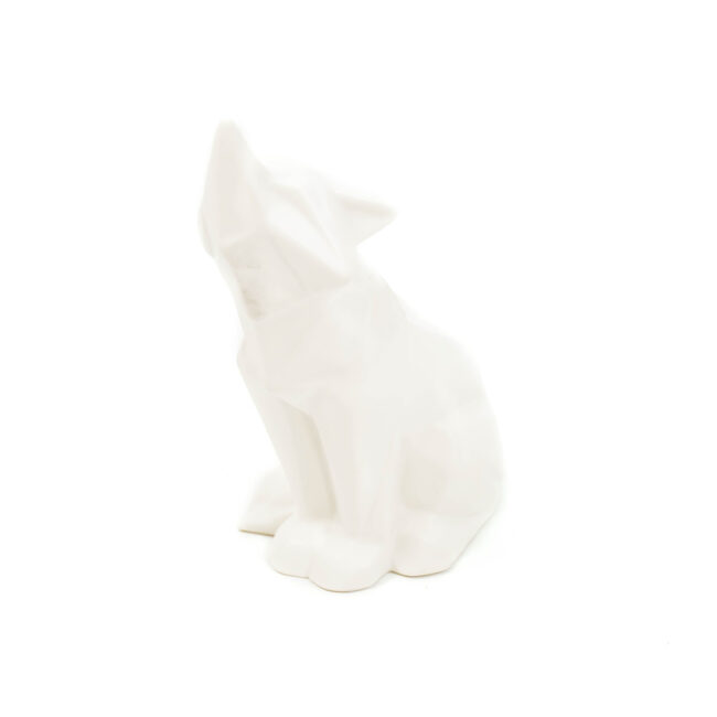 STATUE FOX GEOMETRIC WHITE 8.5X7X18.5CM