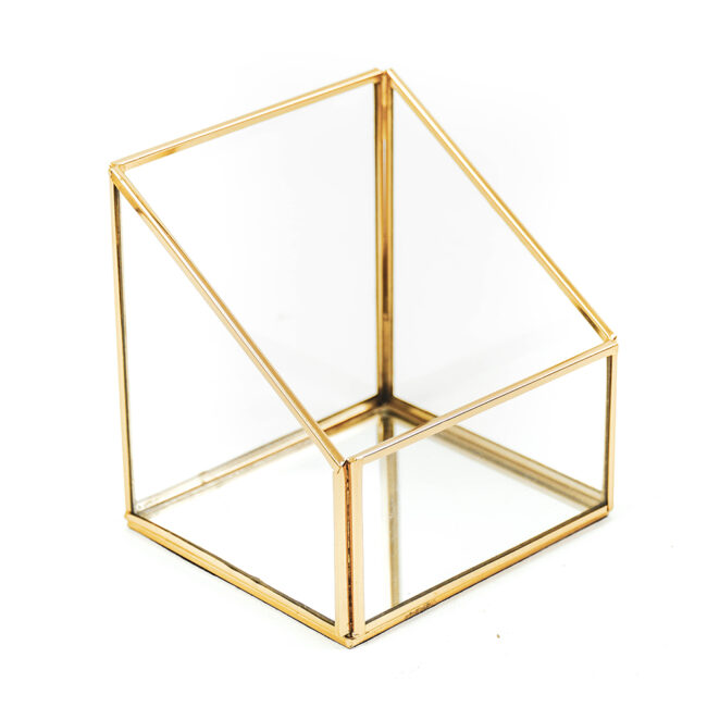 BOX MESSING GLASS & GOLD 13X11X13CM - Image 2