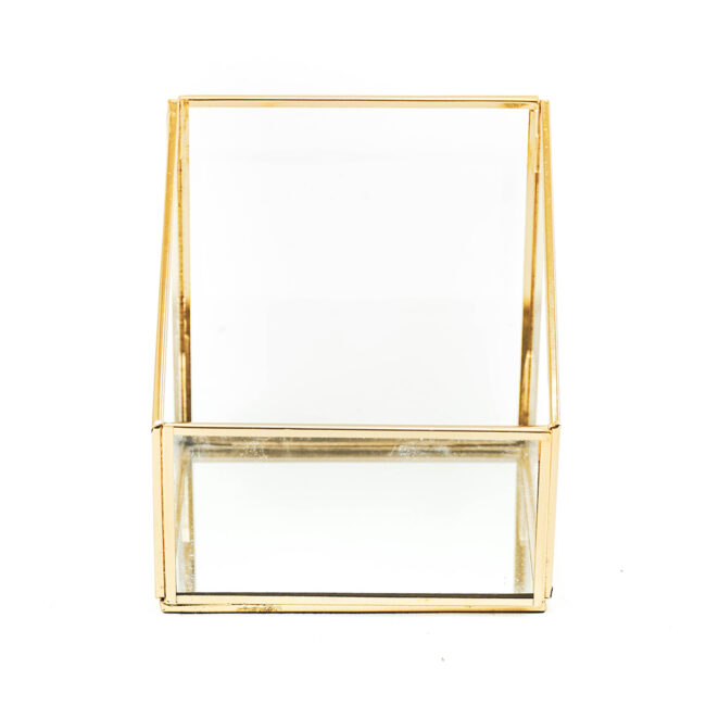 BOX MESSING GLASS & GOLD 13X11X13CM