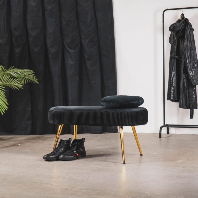 HOCKER STOOL BLACK 90X38X42CM - Image 3