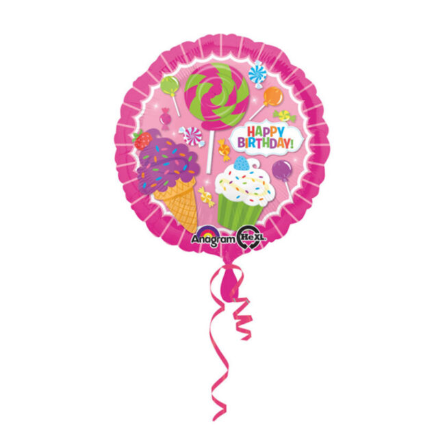 ROUND FOIL BALLOON SWEETS HAPPY BIRTHDAY 43CM