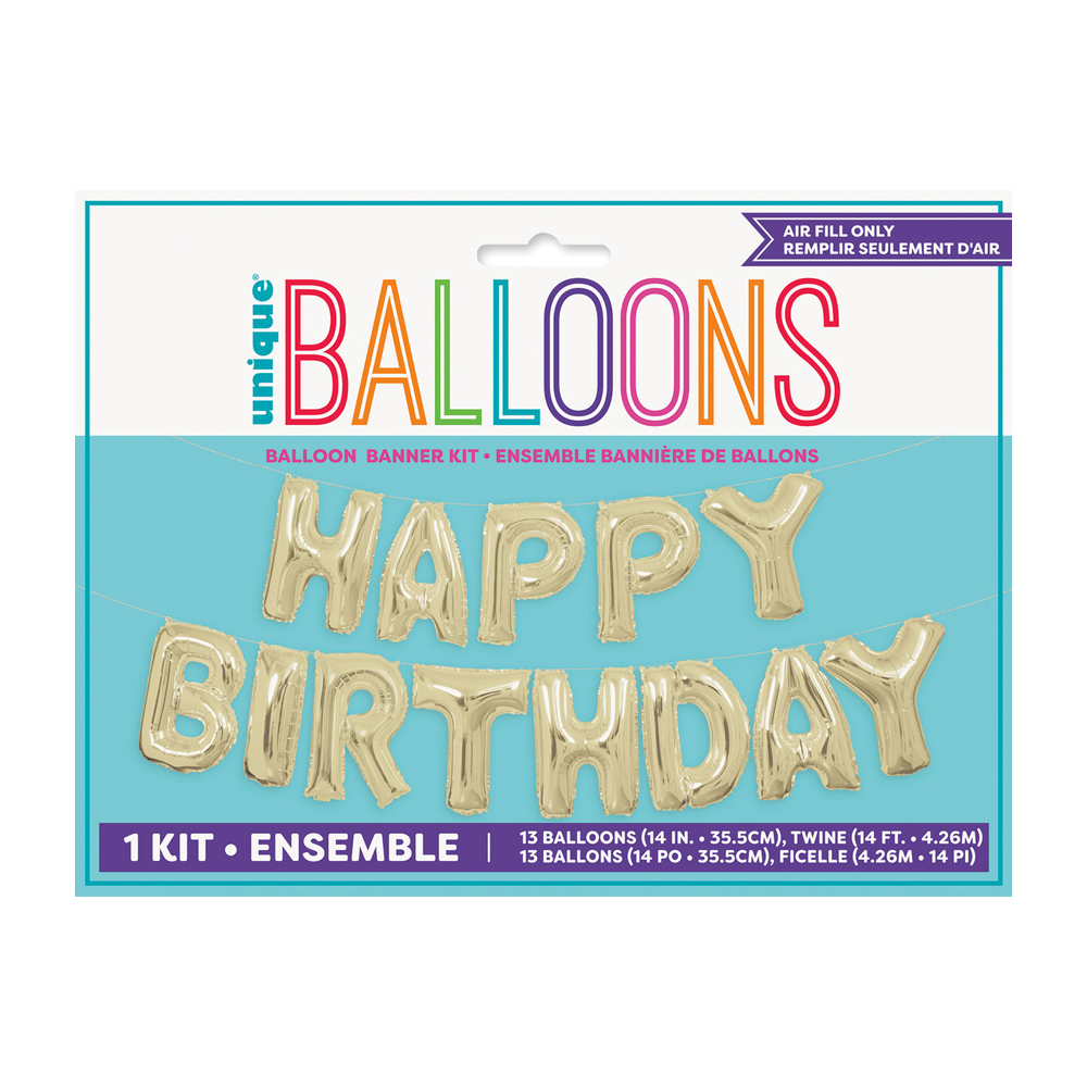 HAPPY BIRTHDAY GOLD FOIL BALLOON 35.5CM - Image 2