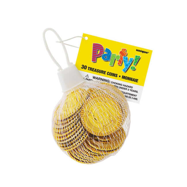 PLASTIC TREASURE COINS GOLD 30PCS