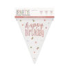 PLASTIC BANNER FLAG "HAPPY BIRTHDAY" ROSE GOLD 2.74M