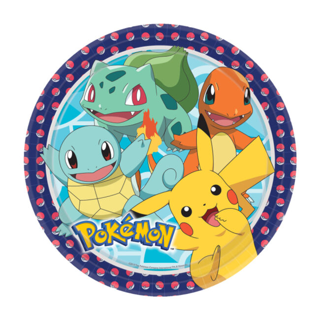 ROUND PAPER PLATES POKEMON 23CM 8PCS