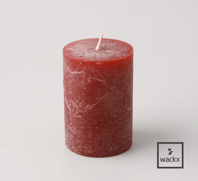 CANDLE RUSTIC CYLINDER RUBIN RED 8X12CM