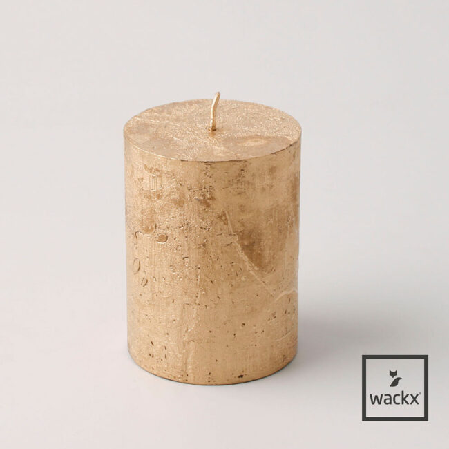 CANDLE RUSTIC CYLINDER GOLD 7X10CM