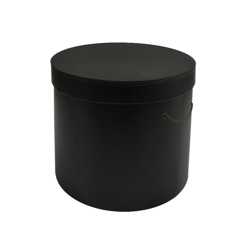 ROUND BOX WITH NYLON CORDS MATT PRINTING PAPER BLACK Pergamos