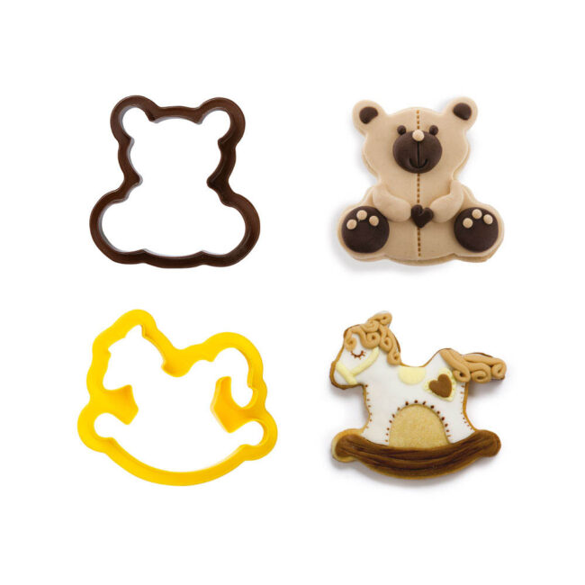 TEDDY BEAR & HORSE COOKIE CUTTERS 7.5X7X2.2CM & 8X6.5X2.2CM - Image 2