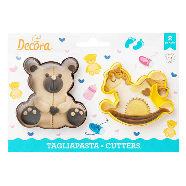 TEDDY BEAR & HORSE COOKIE CUTTERS 7.5X7X2.2CM & 8X6.5X2.2CM