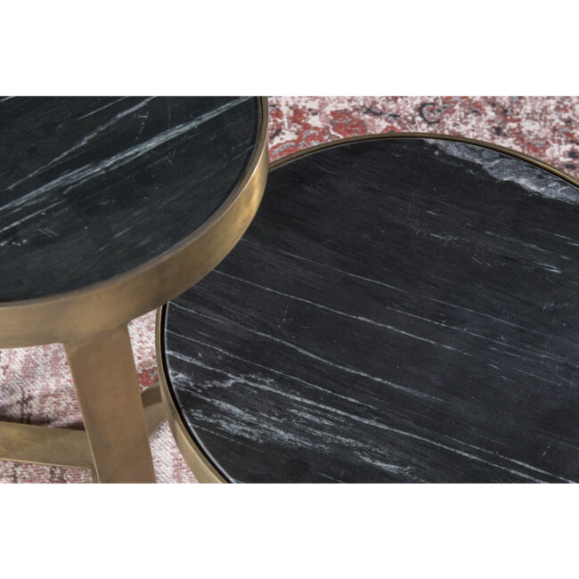 COFFEE TABLE GLENNIS MARBLE BLACK GOLD 40X40X55CM - Image 3