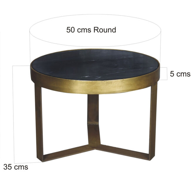 COFFEE TABLE GLENNIS MARBLE BLACK GOLD 50X50X35CM - Image 5