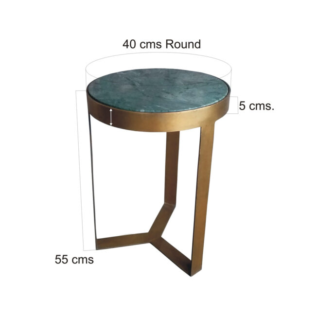 COFFEE TABLE GLENNIS MARBLE GREEN GOLD 40X40X55CM - Image 4