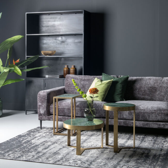 COFFEE TABLE GLENNIS MARBLE GREEN GOLD 40X40X55CM - Image 3