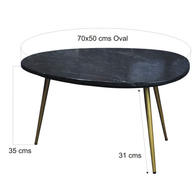 COFFEE TABLE ORGANIC MARBLE BLACK GOLD 70X50X35CM - Image 4