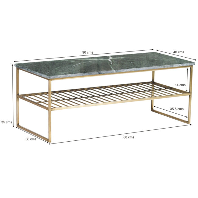 COFFEE TABLE DIAN MARBLE GREEN GOLD 90X40X35CM - Image 3