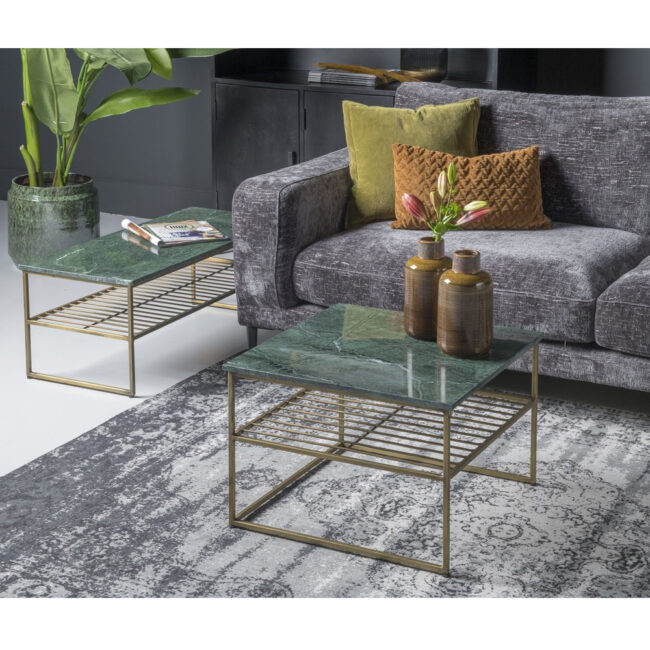COFFEE TABLE DIAN MARBLE GREEN GOLD 90X40X35CM - Image 5