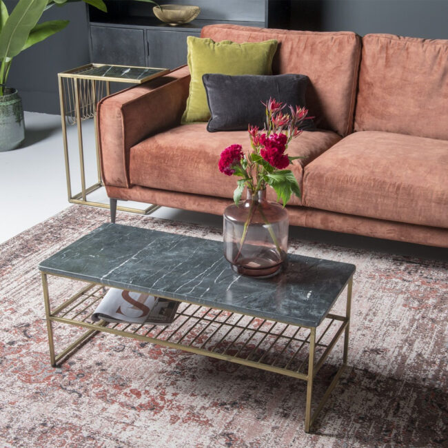 COFFEE TABLE DIAN MARBLE BLACK GOLD 90X40X35CM - Image 5