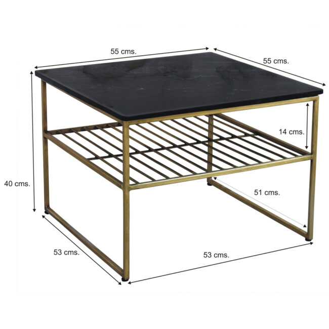 COFFEE TABLE DIAN MARBLE BLACK/GOLD 55X55X40CM - Image 3