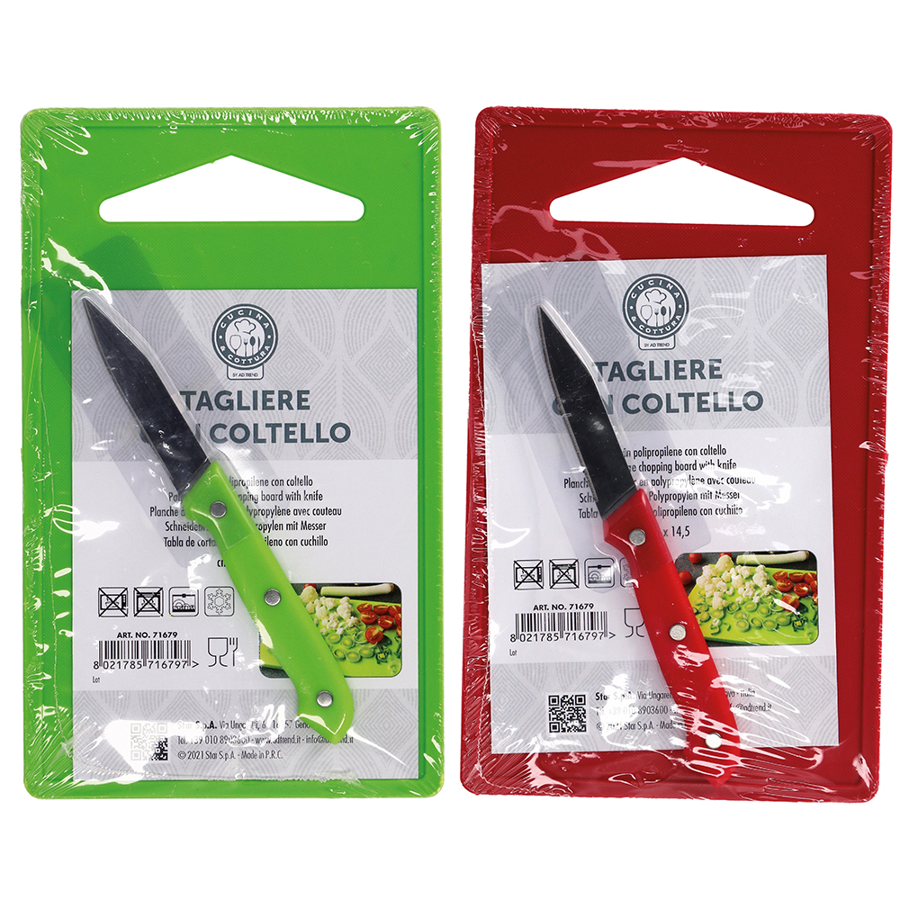 CHOPPING BOARD & KNIFE ASSORTED 24X14.5CM