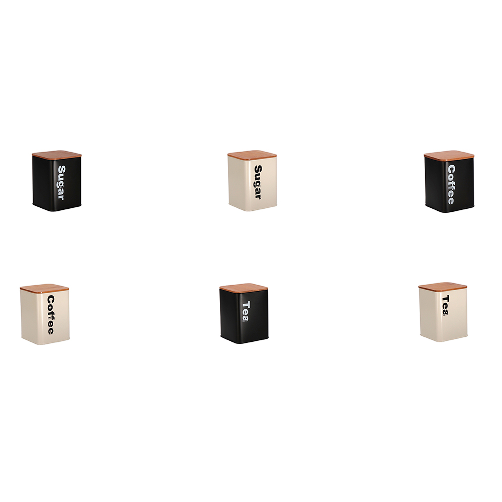 METAL BOX WITH BAMBOO LID ASSORTED 10X10XH13.5CM