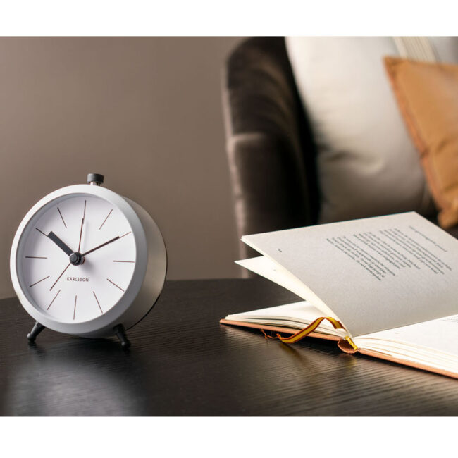 IRON ALARM CLOCK BUTTON MAT WHITE 9X6XH10.5CM - Image 3