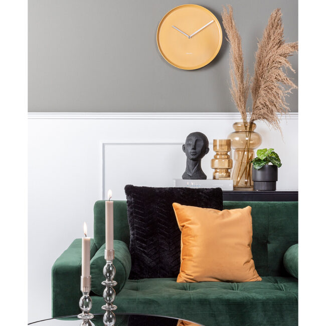 PORCELAIN WALL CLOCK PLATE OCHRE YELLOW 35X4X35CM - Image 3