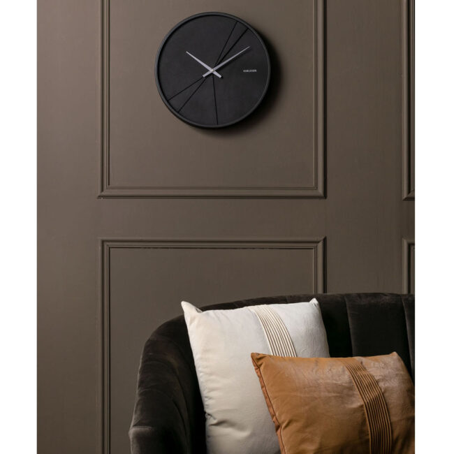 MDF WALL CLOCK LAYERED LINES BLACK 30X4.5X30CM - Image 3