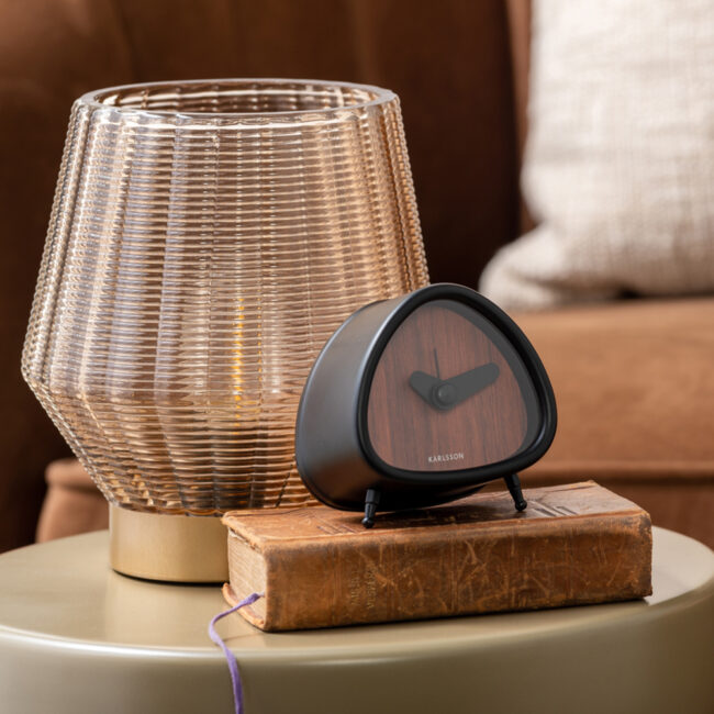 IRON ALARM CLOCK TRIANGLE BLACK/DARK WOOD 8.6X5.5XH8.6CM - Image 3