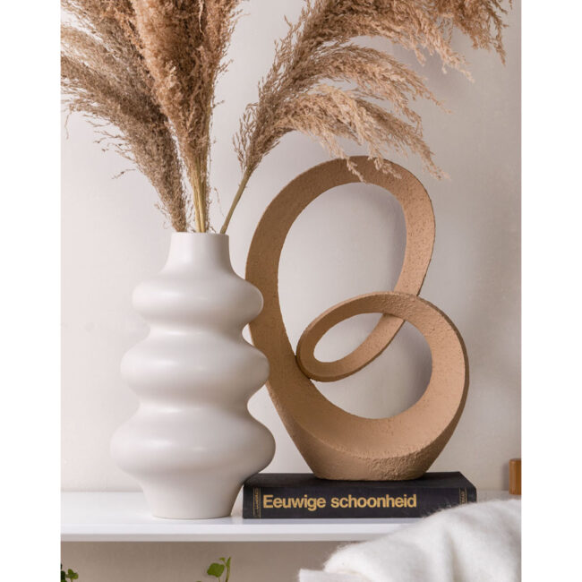 POLYRESIN STATUE ABSTRACT ART ENDLESS SAND BROWN 25.3X8X36.5CM - Image 2