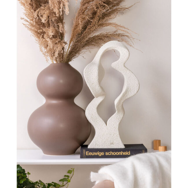 POLYRESIN STATUE ABSTRACT ART WAVE IVORY 23X14.5X40CM - Image 3