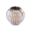 ROUND GLASS TEA LIGHT HOLDER VOTIVE SPARKLE AMBER BROWN 9.3XH8.8CM