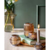 ROUND GLASS TEA LIGHT HOLDER VOTIVE SPARKLE AMBER BROWN 9.3XH8.8CM - Image 2