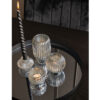 GLASS ROUND TEA LIGHT HOLDER VOTIVE SPARKLE LINES SILVER 9.3X8.8CM - Image 2