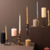 PILLAR CANDLE LAYERED CIRCLES MEDIUM WARM GREY 7.5X7.5H10CM - Image 3