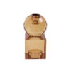 GLASS CANDLEHOLDER CRYSTAL ART SQUARER WITH BALL SAND BROWN 5.9X5.9X12.5CM