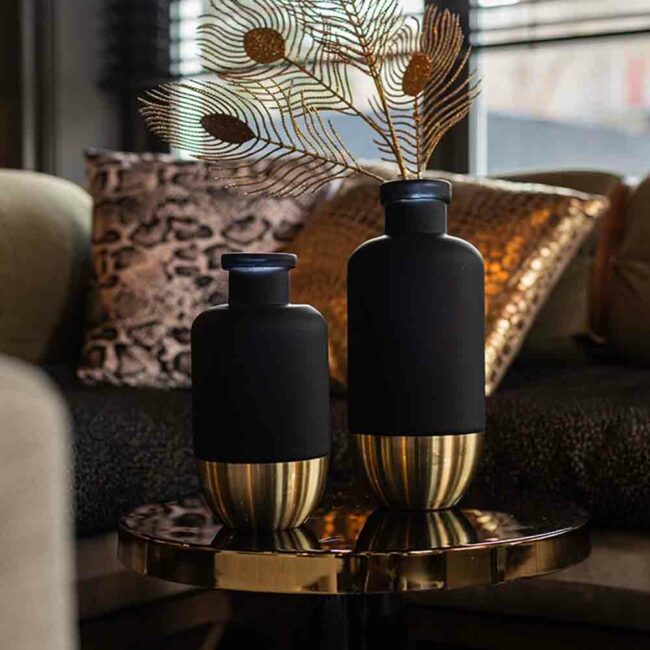 BOTTLE NAOMI LARGE BLACK/GOLD 14X14X31CM - Image 2