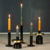 ROUND CANDLEHOLDER MADRAS LARGE METAL/NICKEL BLACK 7X7X21.5CM - Image 2