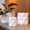 POTTERY FLOWERPOT ROMBO XL WHITE 19X19X18CM - Image 2