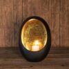 ROUND TEALIGHT HOLDER EGGY MEDIUM METAL/NICKEL BLACK 11.5X21X29CM - Image 2