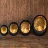 ROUND TEALIGHT HOLDER EGGY MEDIUM METAL/NICKEL BLACK 11.5X21X29CM - Image 3