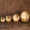 ROUND SMALL TEALIGHT HOLDER EGGY GOLD 9.5X17X23CM - Image 3