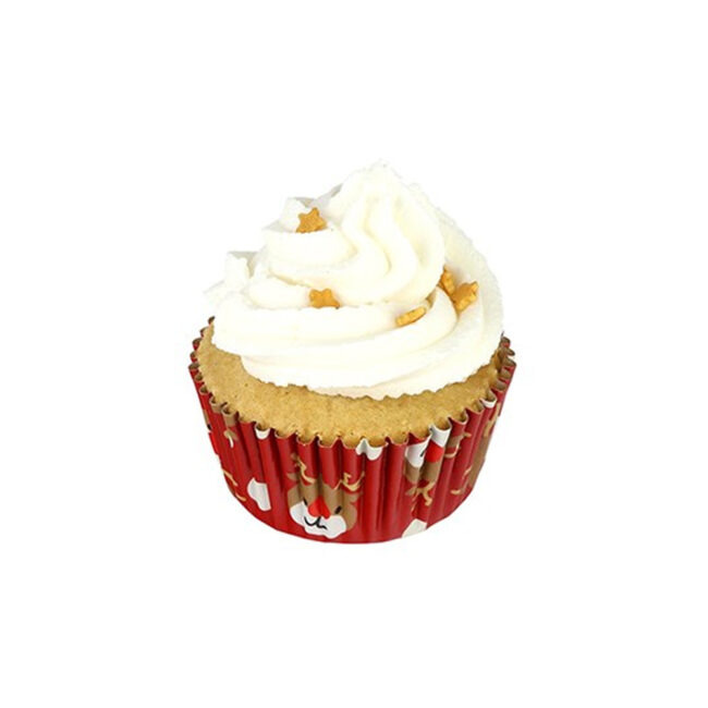 CUPCAKE CASES FOIL CHRISTMAS REINDEER 5X7X2.8CM 30PCS - Image 3